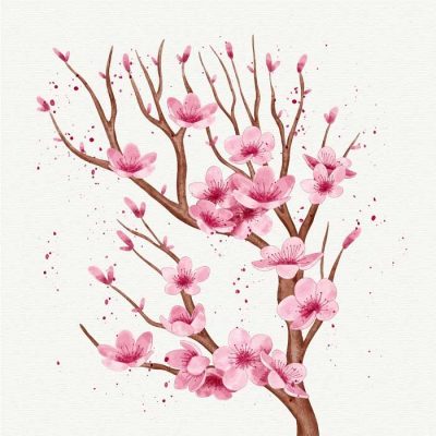 vector hoa đào tết